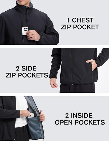 fit space Men's Athletic Insulated Jacket Lightweight Fleece Outerwear Windbreaker Running Cycling Hiking in Kuwait