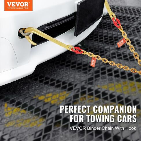 سلسلة لجام VEVOR G80 V، لجام سلسلة سحب 5/16 بوصة × 2 بوصة مع خطافات J مقاس 15 بوصة وخطاطيف إمساك، لجام سلسلة سحب للنقل الثقيل مع حمل عمل آمن بوزن 10800 رطل لاستعادة هادم الشاحنة المسطحة in Saudi Arabia