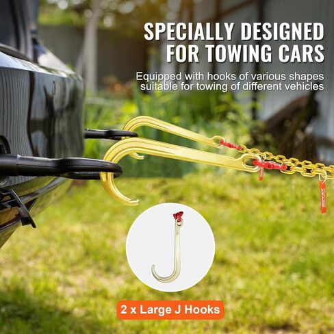 سلسلة لجام VEVOR G80 V، لجام سلسلة سحب 5/16 بوصة × 2 بوصة مع خطافات J مقاس 15 بوصة وخطاطيف إمساك، لجام سلسلة سحب للنقل الثقيل مع حمل عمل آمن بوزن 10800 رطل لاستعادة هادم الشاحنة المسطحة in Saudi Arabia