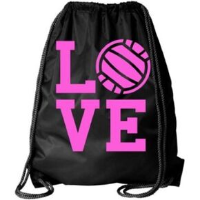 Kenz Laurenz Volleyball Drawstring Bag - Cinch Sack String Backpack Back Sports Pack Tote
