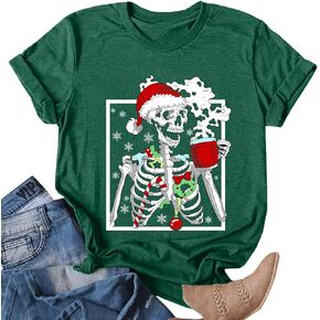 Christmas Crew Shirts for Women Merry and Bright Christmas Shirt Xmas Tree Graphic Tee Tops Holiday Tshirts