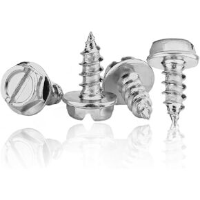 1 Pack 4 Pcs License Plate Screws Kit, 304 Stainless Steel Slotted Bolt Fasteners, for Front Rear License Plates License Plate Frame Covers of Cars, Suvs, Trucks (Silvery)