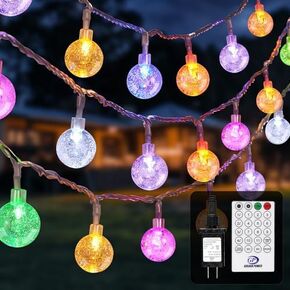 Patio Lights Outdoor Lights, 39FT Indoor/Outdoor String Lights with 68 LEDs, Voice-Activated Crystal Globe Lights with Remote Control, Support 16 Kinds of Color-Changing Modes
