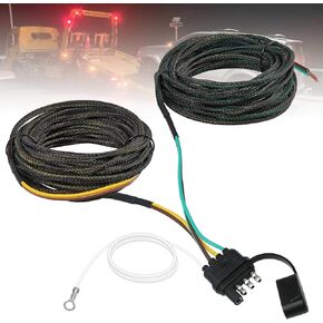22FT Trailer Light Wiring Harness Kit 4 Pin Flat 4 Wire with 18AWG White Ground Wire Boat Trailer Wire Extension Harness Kit HE056