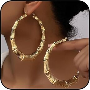 Bamboo Earrings for Women 90s Bamboo Hoop Earrings Gold Bamboo Hoop Earrings Hip Hop Jewelry Gifts