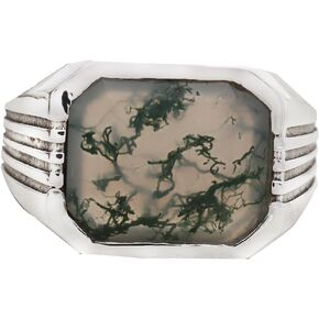 Natural Moss Agate Mens Ring Handmade Mens Green Moss Agate Ring 925 Sterling Silver Ring Mens Statement Ring