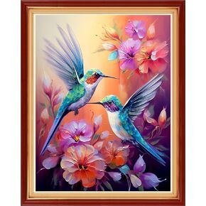 Funxvoot Stamped Cross Stitch Kits Beginners Full Range of Embroidery Kits for Adults 11CT Embroidery Patterns Needlepoint Kits Printed Cross Stitch Kits-Hummingbirds Gather Honey 16x20 inch