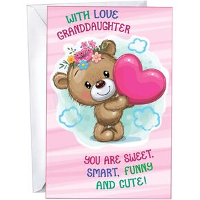 Chuck's Card-O-Rama - Birthday Card For Granddaughter - Made in USA - Why Pay More? - Large Card Opens to 10" x 7.75" - Extra Thick Paper - 95363 - With Love Granddaughter