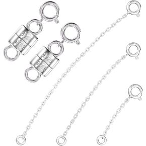 925 Sterling Silver Necklace Extender and Magnetic Clasps for Necklaces,Bracelet Extender Jewelry Extension with Magnetic Necklace Clasps and Closures