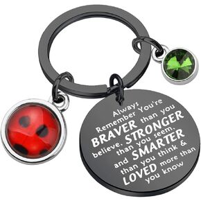 BAUNA Ladybug Keychain BFF Friendship Gift Always Remember You’re Braver Than You Believed Key Ring Cosplay Charm Jewelry(Ladybug Black Keychain)