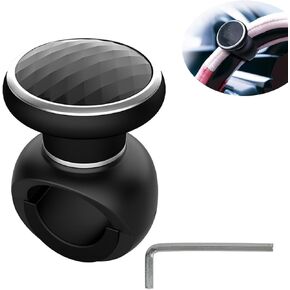 Steering Wheel Knob Spinner - Universal Non-Slip Fit, ABS & Premium Silicone Finish Suicide Knob with Metal Ball Bearing - Ideal for Cars, Trucks, Boats etc(Black)