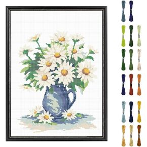 FREEBLOSS 11CT Cross Stitch Kit Drift Bottle Pattern Stamped Cross Stitch Kits for Beginners Embroidery Kit Counted Cross Stitch Kit with Instructions 33 * 43cm Cross Stitch Fabric Needlepoint Kit
