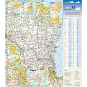 Wisconsin State Wall Map - 18.5" x 20.75" Laminated
