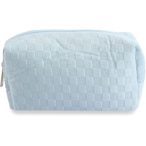 LYDZTION Checkered Makeup Bag Cosmetic Bag for Women, Solid Color Travel Makeup Bag Storage Bag Toiletry Bag Wash Bag with Zipper Pouch,Yellow