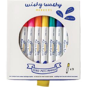 Jaq Jaq Bird Wishy Washy Markers 12pk Mini Bunt | Vibrant, Erasable Markers for Kids and Toddlers | Child-safe | Non-Toxic | Odorless | Water Soluable | Easy Clean