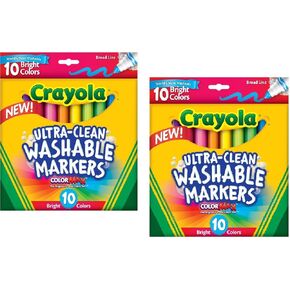 (2 Pack) Crayola Ultraclean Broadline Bright Markers 10 count2