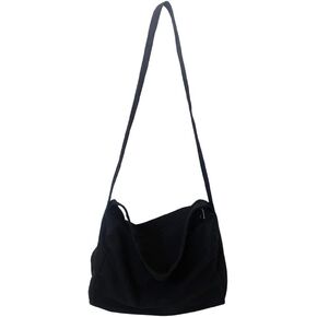 Canvas Messenger Bag Large Hobo Crossbody Bag Casual Tote Purse Simple Shoulder Bag Trendy Travel Bag Unisex