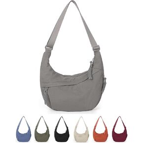 Lushandy Nylon Crescent Crossbody Bag for Women Luna Bag Dumpling Bag Moon Shoulder Bag Lightweight Sling Bag Casual Hobo Bag