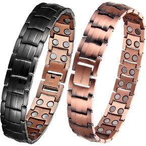 MagEnergy Copper Bracelet for Men, 99.9% Pure Copper Magnetic Bracelet with Double Row Magnets Adjustable Health Jewelry Box