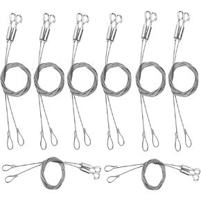 8PCS Adjustable Picture Hanging Wire with Loop and Hook, 2mx1.5mm Mirror Picture Hanging Kit, Stainless Steel Hanging Wire Rope for Mirror, Picture Frame, Basket Flowerpot, Hold Up to 20kg