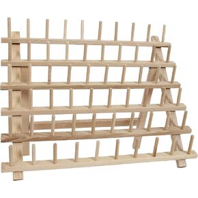 Threadart 66 Large Spool Cone Wood Thread Rack | Made of Hardwood, Sturdy, Freestanding or Wall Mount | Perfect for Large King Size Cones | For Sewing, Embroidery, Quilting, & Specialty Thread Storage
