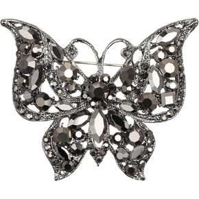BriLove Vintage Butterfly Brooch Pin for Women Girls Fashion Marquise Crystals Rhinestones Brooches