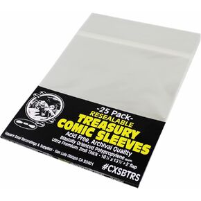 Treasury Size Comic Sleeves - Crystal Clear, Resealable, Archival Quality - Set of 25 #CXSBTRS