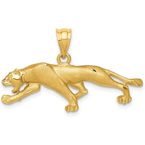 Solid 14k Yellow Gold Men's Panther Pendant Charm - 19mm x 33mm