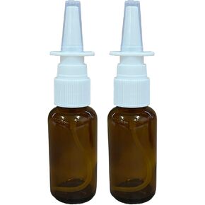 Amber Glass 1 oz Nasal Sprayer! EMPTY, Refillable, Travel Sized, Quality Glass for Saline Applications! (3 Pack)