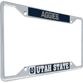 Desert Cactus Utah State University License Plate Frame USU Aggies Metal Car Tag Holder for Front or Back of Car Officially Licensed (Mascot)