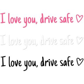 3pcs I Love You Safety Driving Mirror Stickers, Vinyl Rear View Decals Safe Drive I Love You with Heart Stickers for Rearview Mirrors and Windows Driver Gifts