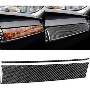 Auto Main Driver's Dashboard Both Sides Start Stop Engine Frame Air Vent Decoration Strip Panel Sticker Real Carbon Fiber Interior Trim Accessories Compatible with BMW X5 E70 X6 E71 2006-2013 Black