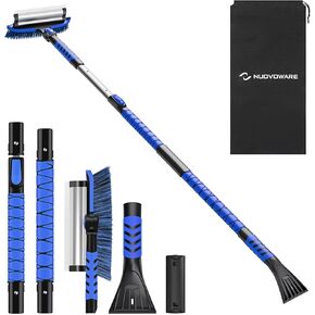 Nuovoware 60" Ice Scraper and Extendable Snow Brush for Car Windshield, 5 in 1 Adjustable Snow Removal Tools with 270° Pivoting Brush Head for Car Auto Truck SUV, Blue