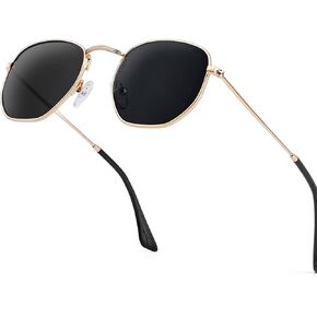 AJAR Stylish Rectangular Sunglasses with Gold Frame, Black Lenses, Fashionable, Attractive, Trendy, UV Protection., Gold/Black