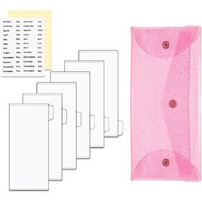 Cash Envelope Wallet Set Black Glitter Budget Wallet & 6pcs Divider with Pocket Envelopes and 2pcs Monthly Tab Stickers for Bill Planner Money Budgeting Organizer (Black)