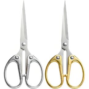 Premium 4.72-inch All Stainless Steel Office Scissors, Ultra-Sharp Multi-Purpose Shears for Fabric, Crafts, and General Use, Gold and Silver