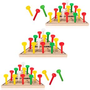 3 Pack - Wooden Triangle Peg Board Game - Retro Mini Travel Game