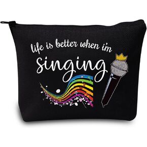 LEVLO Singing Cosmetic Make Up Bag Music Lover Gift Life Is Better When I'm Singing Makeup Zipper Pouch Bag (When I'm Singing)