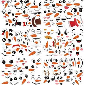 Thinp 60 Pcs Snowman Face Stickers for Christmas Ornaments,Snowman Face Decals Christmas Snowman Stick Ornament Craft Snowman Face Stickers for Crafts Christmas Ball Refrigerator Water Bottles