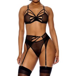 Forplay womens Feeling Butterflies Mesh Bra Lingerie Set