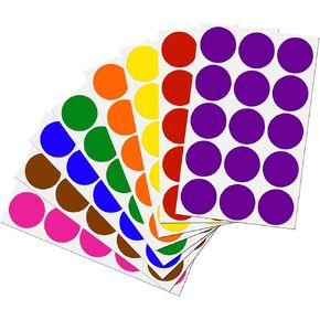 Royal Green Round Sticker Dots Rainbow Combo Pack Assorted Colors 1.25in (30mm) - 225 Pack