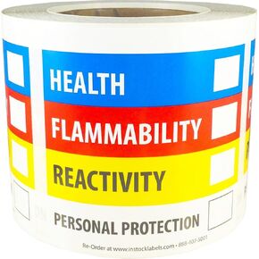 Hazardous Material Identification Label (HMIL) 4 x 4 Inch Square 500 Adhesive Stickers