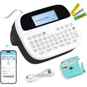 M950 Label Maker, Label Maker Machine with-Tape 12mm White, Portable Bluetooth Labeler with Backlit-LCD, Handheld Rechargeable Label Makers, Inkless Labeling Maker for School Office Organization
