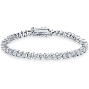 Traditional Bridal Jewelry Set 15CTW AAA CZ Round Solitaire Swirl S Wave Link Tennis Bracelet For Women Wedding Yellow 14k Gold Plated .925 Sterling Silver Rhodium