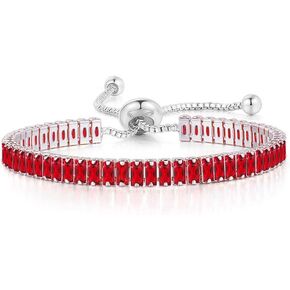 Tennis Bracelets，Birthstone Slider Adjustable Bracelets Brass with 5A Cubic Zirconia Bridal Bridesmaids Wedding Birthday Mother's Day Jewelry Gifts for Women