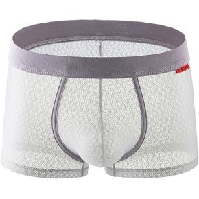 Mens Underwear See Through Sexy Boxer Briefs Cool Mesh Breathable Underpants