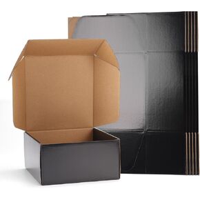EXYGLO Shipping Cardboard Boxes for Small Business, Packing and Mailing, 6x4x3 - Pack of 25, Black