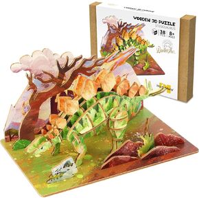 Wooden 3D Dinosaur Puzzles Set for Kids Age 8-10-12-14, DIY Wooden Art and Crafts Assemble 3D Dinosaur Model Puzzle, Home Decor and Office Art Creative Gifts for Adults (Tyrannosaurus)