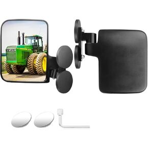 MKING Universal Tractor Mirror, Strong Magnetic Tractor Side Mirrors for Tractors, Forklifts, Lawn Movers, Lift Trucks, Golf Cart, Compatible with John Deere, Kubota, Installation-free, 2 Packs