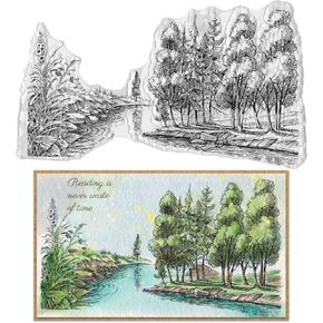 ABTOLS 5pcs Tree Clear Stamps for Card Making, Pine Trees Plant Clear Rubber Stamps Nature Wood Tree Silicone Reusable Stamp for DIY Scrapbooking Paper Craft Album Decoration
